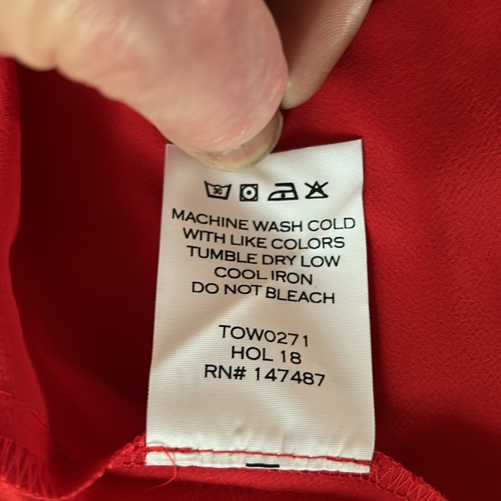 Draper James red wrap top with ruffle sleeve. Size 10. - Picture 9 of 9